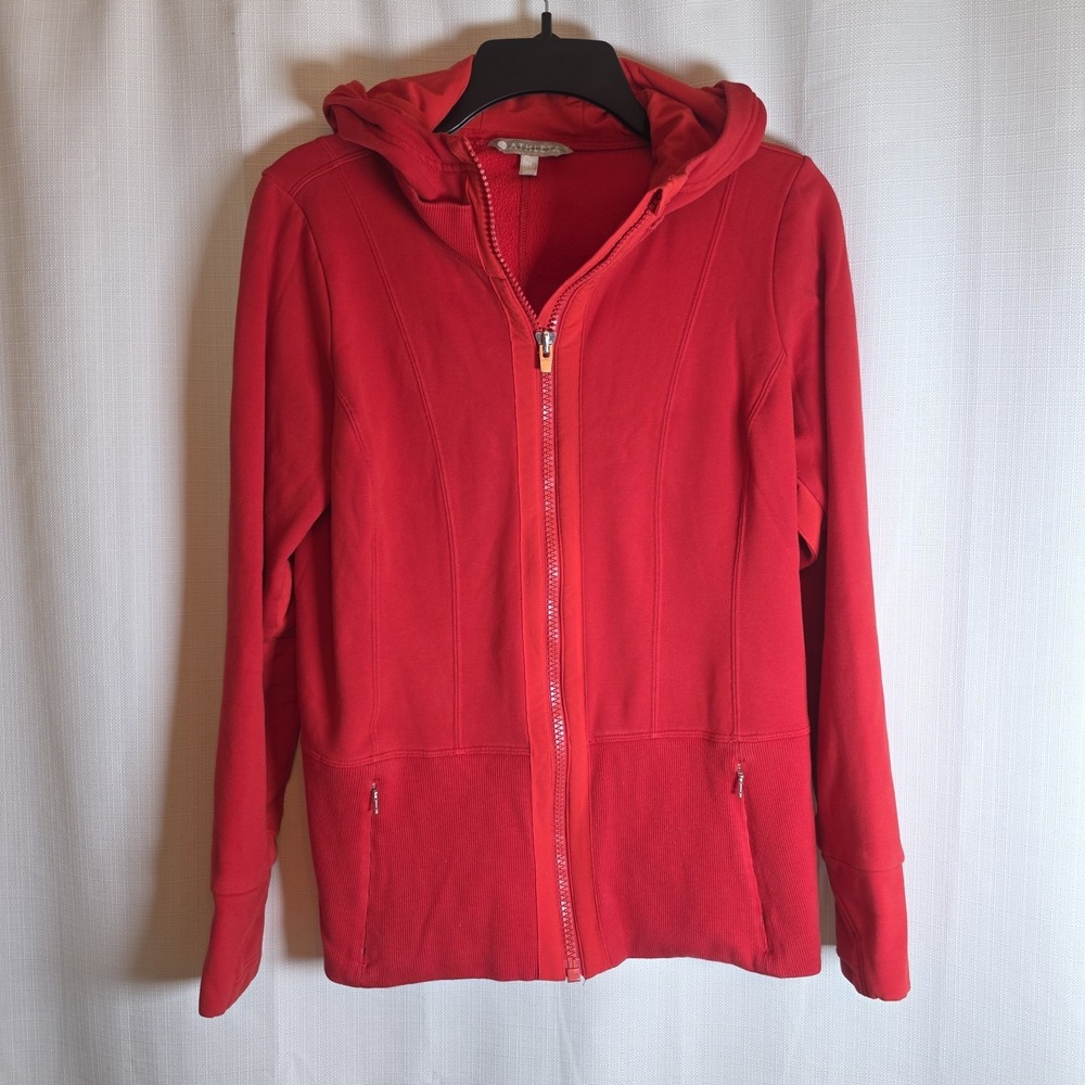Athleta Hoodie Sweatshirt Jacket Woman's Medium Red Full Zip Yoga Activewear
